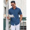 COOFANDY Men’s Button Down Shirt Short Sleeve Dress Shirt Casual Beach Summer Wedding Shirt(Navy Blue)