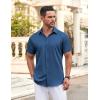 COOFANDY Men’s Button Down Shirt Short Sleeve Dress Shirt Casual Beach Summer Wedding Shirt(Navy Blue)