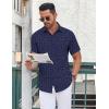COOFANDY Men’s Button Down Shirt Short Sleeve Dress Shirt Casual Beach Summer Wedding Shirt(Navy Blue-anchor)
