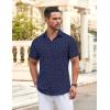 COOFANDY Men’s Button Down Shirt Short Sleeve Dress Shirt Casual Beach Summer Wedding Shirt(Navy Blue-anchor)
