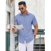 COOFANDY Men’s Button Down Shirt Short Sleeve Dress Shirt Casual Beach Summer Wedding Shirt(Stripe White& Blue)