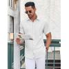 COOFANDY Men’s Button Down Shirt Short Sleeve Dress Shirt Casual Beach Summer Wedding Shirt(White)