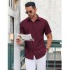 COOFANDY Men’s Button Down Shirt Short Sleeve Dress Shirt Casual Beach Summer Wedding Shirt(Wine Red)