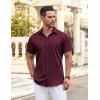 COOFANDY Men’s Button Down Shirt Short Sleeve Dress Shirt Casual Beach Summer Wedding Shirt(Wine Red)