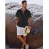 COOFANDY Men’s Button Down Shirts Short Sleeve Casual Shirts Summer Beach Linen Shirts with Pocket(Black)