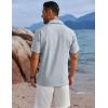 COOFANDY Men’s Button Down Shirts Short Sleeve Casual Shirts Summer Beach Linen Shirts with Pocket(Blue)