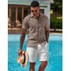 COOFANDY Men’s Button Down Shirts Short Sleeve Casual Shirts Summer Beach Linen Shirts with Pocket(Brown)