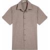 COOFANDY Men’s Button Down Shirts Short Sleeve Casual Shirts Summer Beach Linen Shirts with Pocket(Brown)