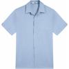 COOFANDY Men’s Button Down Shirts Short Sleeve Casual Shirts Summer Beach Linen Shirts with Pocket(Clear Blue)