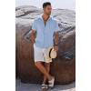 COOFANDY Men’s Button Down Shirts Short Sleeve Casual Shirts Summer Beach Linen Shirts with Pocket(Clear Blue)