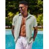 COOFANDY Men’s Button Down Shirts Short Sleeve Casual Shirts Summer Beach Linen Shirts with Pocket(Green)
