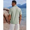 COOFANDY Men’s Button Down Shirts Short Sleeve Casual Shirts Summer Beach Linen Shirts with Pocket(Green)