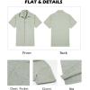 COOFANDY Men’s Button Down Shirts Short Sleeve Casual Shirts Summer Beach Linen Shirts with Pocket(Green)