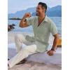 COOFANDY Men’s Button Down Shirts Short Sleeve Casual Shirts Summer Beach Linen Shirts with Pocket(Green)