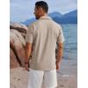 COOFANDY Men’s Button Down Shirts Short Sleeve Casual Shirts Summer Beach Linen Shirts with Pocket(Khaki)