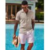 COOFANDY Men’s Button Down Shirts Short Sleeve Casual Shirts Summer Beach Linen Shirts with Pocket(Khaki)