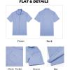 COOFANDY Men’s Button Down Shirts Short Sleeve Casual Shirts Summer Beach Linen Shirts with Pocket(Light Blue)