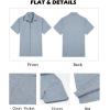 COOFANDY Men’s Button Down Shirts Short Sleeve Casual Shirts Summer Beach Linen Shirts with Pocket(Light Denim Blue)