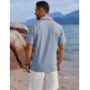 COOFANDY Men’s Button Down Shirts Short Sleeve Casual Shirts Summer Beach Linen Shirts with Pocket(Light Denim Blue)