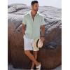 COOFANDY Men’s Button Down Shirts Short Sleeve Casual Shirts Summer Beach Linen Shirts with Pocket(Light Green)