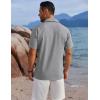 COOFANDY Men’s Button Down Shirts Short Sleeve Casual Shirts Summer Beach Linen Shirts with Pocket(Light Grey)