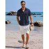 COOFANDY Men’s Button Down Shirts Short Sleeve Casual Shirts Summer Beach Linen Shirts with Pocket(Navy Blue)