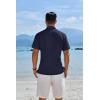 COOFANDY Men’s Button Down Shirts Short Sleeve Casual Shirts Summer Beach Linen Shirts with Pocket(Navy Blue)
