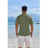 COOFANDY Men’s Button Down Shirts Short Sleeve Casual Shirts Summer Beach Linen Shirts with Pocket(Olive Green)