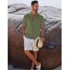 COOFANDY Men’s Button Down Shirts Short Sleeve Casual Shirts Summer Beach Linen Shirts with Pocket(Olive Green)