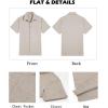 COOFANDY Men’s Button Down Shirts Short Sleeve Casual Shirts Summer Beach Linen Shirts with Pocket(Stone)