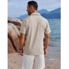 COOFANDY Men’s Button Down Shirts Short Sleeve Casual Shirts Summer Beach Linen Shirts with Pocket(Stone)