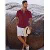 COOFANDY Men’s Button Down Shirts Short Sleeve Casual Shirts Summer Beach Linen Shirts with Pocket(Wine Red)
