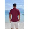 COOFANDY Men’s Button Down Shirts Short Sleeve Casual Shirts Summer Beach Linen Shirts with Pocket(Wine Red)