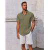 COOFANDY Men’s Button Down Shirts Short Sleeve Casual Summer Beach Shirts Vacation Wedding Shirts(Army Green)