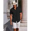 COOFANDY Men’s Button Down Shirts Short Sleeve Casual Summer Beach Shirts Vacation Wedding Shirts(Black)