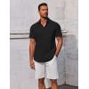 COOFANDY Men’s Button Down Shirts Short Sleeve Casual Summer Beach Shirts Vacation Wedding Shirts(Black)