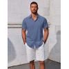 COOFANDY Men’s Button Down Shirts Short Sleeve Casual Summer Beach Shirts Vacation Wedding Shirts(Blue)