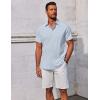 COOFANDY Men’s Button Down Shirts Short Sleeve Casual Summer Beach Shirts Vacation Wedding Shirts(Light Blue)