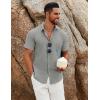 COOFANDY Men’s Button Down Shirts Short Sleeve Casual Summer Beach Shirts Vacation Wedding Shirts(Light Grey)
