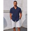 COOFANDY Men’s Button Down Shirts Short Sleeve Casual Summer Beach Shirts Vacation Wedding Shirts(Navy Blue)