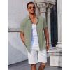 COOFANDY Men’s Button Down Shirts Short Sleeve Casual Summer Beach Shirts Vacation Wedding Shirts(Olive Green)