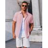 COOFANDY Men’s Button Down Shirts Short Sleeve Casual Summer Beach Shirts Vacation Wedding Shirts(Pink)