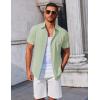 COOFANDY Men’s Button Down Shirts Short Sleeve Casual Summer Beach Shirts Vacation Wedding Shirts(Sage Green)
