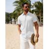 COOFANDY Men’s Button Down Shirts Short Sleeve Casual Summer Beach Shirts Vacation Wedding Shirts(White)