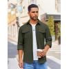 COOFANDY Men’s Button Down Waffle Shirt Jacket Casual Long Sleeve Shacket Lightweight Overshirts with Flap Pockets(Army Green)