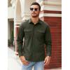 COOFANDY Men’s Button Down Waffle Shirt Jacket Casual Long Sleeve Shacket Lightweight Overshirts with Flap Pockets(Army Green)