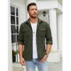 COOFANDY Men’s Button Down Waffle Shirt Jacket Casual Long Sleeve Shacket Lightweight Overshirts with Flap Pockets(Army Green)