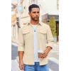 COOFANDY Men’s Button Down Waffle Shirt Jacket Casual Long Sleeve Shacket Lightweight Overshirts with Flap Pockets(Beige)