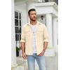 COOFANDY Men’s Button Down Waffle Shirt Jacket Casual Long Sleeve Shacket Lightweight Overshirts with Flap Pockets(Beige)