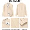 COOFANDY Men’s Button Down Waffle Shirt Jacket Casual Long Sleeve Shacket Lightweight Overshirts with Flap Pockets(Beige)